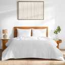 DAPU 100% Linen Duvet Cover Set - Pure Natural French Flax Linen with Multiple Corner Ties and Zipper Closure Soft Breathable Durable for Hot Sleepers 1 Duvet Cover 2 Pillowcases (White, King)