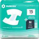 SUNKISS TrustPlus Adult Diapers with Maximum Absorbency, Unisex Disposable Incontinence Briefs with Tabs for Men and Women, Odor Control, Medium, Previously M, 15 Count