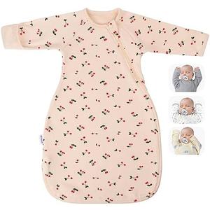 Transitional Swaddle Sack with Arms Up Length Sleeves and Mitten Cuffs, 2 Ways Zipper Sleeping Bag, Wearable Swaddling Blanket for Newborns Baby Boys Girls Sleep Sacks Snug Fit Calms Startle Reflex S