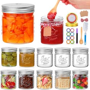 Accguan 16oz Mason Jars with Lids, Wide Mouth Mason Jars,Food Sorage Cntainer Ecellent Coice for Honey,Drinking,Spice Jars,Canned Goods,DIY Projects,Jam,Wedding Favors,Canning Jars,12 Pack