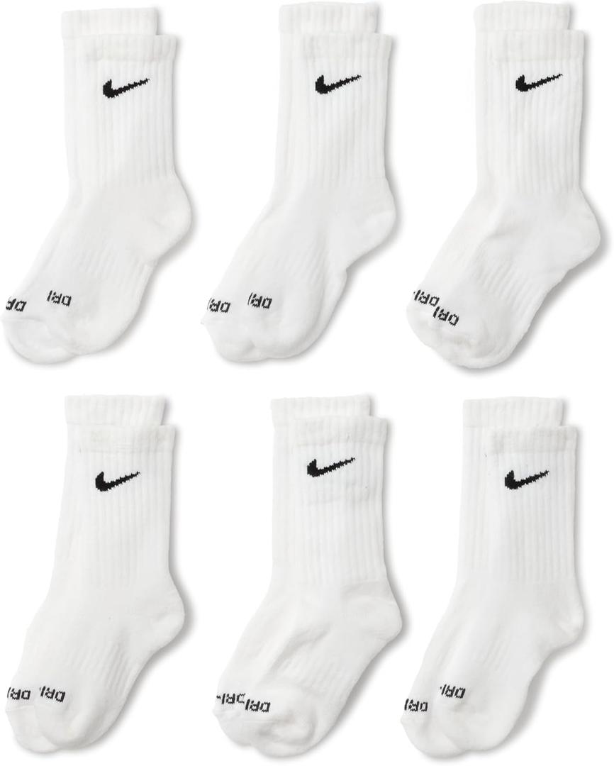 Nike Kids' 6-Pack Performance Socks (5-7, White) Nike Kids' 6-Pack Performance Socks (5-7, White)