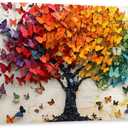 Colorful Butterfly Canvas Wall Art Print, Butterfly Tree Poster Wall Decor Painting, Tree of Life Picture for Wall Living Room Bathroom Bedroom Home Decoration 16 * 24 in Framed