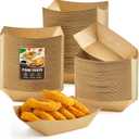 ZORRITA 1/2 Lb Small Paper Food Trays, 120 Pack Disposable Food Boats Mini Brown Paper Serving Baskets for Party Nachos Fries Tacos Snacks Treats