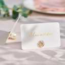 UNIQOOO 12Pcs Decorative Rose Floral Place Card Holders Bulk, Luxury Gold Metal Name Card Stands Set, for Wedding Table Setting, Business Card, Name Tag, Party Food Labels