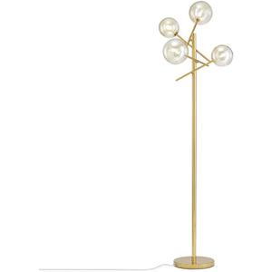 TD00145 Sputnik Chandelier Floor Lamp for Bedroom,4-Lights Glass Shade Floor Lamps for Living Room,Brass/Gold
