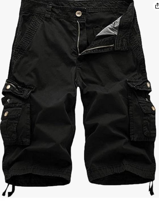 FOURSTEEDS Men's Cotton Loose Hiking Multi-Pockets Twill Bermuda Drawstring, Size 18