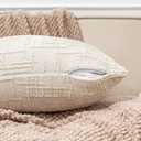 Set of 2 Decorative White Throw Pillow Covers 20x20 No Cusion Inserts, Boho Pillow Cases for Couch Sofa Bed Living Room, Soft Textured Chenille Case with Zipper Gift Home Deco, Creamy-White