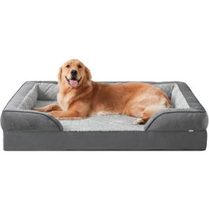 INVENHO Orthopedic Dog Beds Large Sized, XL Washable Dog Sofa with Egg-Crate Foam, Waterproof Lining and Non-Skid Bottom (XL (42"x 32"x 6.5"), Grey)