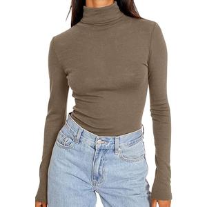 Trendy Queen Women's Turtleneck Long Sleeve Shirts Fall Fashion Basic Thermal Underwear Tops Winter Clothes 2025 (Large)