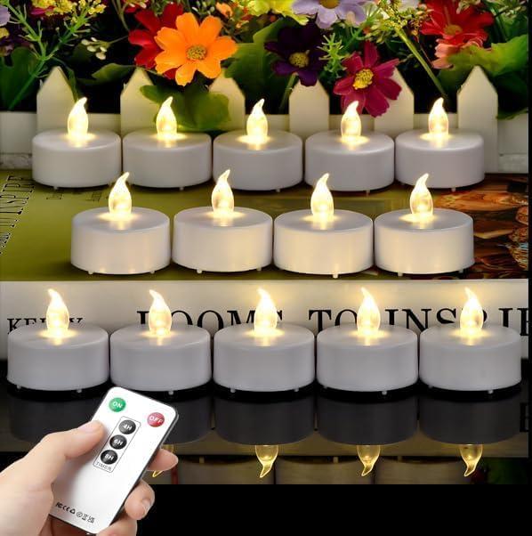 Tea Light Candles with Remote Control,Flickering Flameless LED Candle,Long Lasting 400+Hours,Battery Operated with Timer for Home Decoration Seasonal &Festival Celebration WarmWhite (24pcs) (24pack)