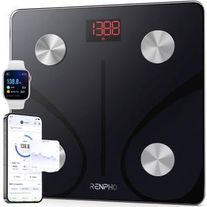 RENPHO Smart Scale for Body Weight, FSA&HSA Eligible, Digital Bathroom Scale BMI Weighing Bluetooth Body Fat Scale, Body Composition Monitor Health Analyzer with Smartphone App, 400 lbs - Elis 1 (Black)