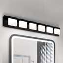 ASD LED 36" Bathroom Vanity Light, Over Mirror Lighting Fixture | 6-Lights, 3CCT, Dimmable, ETL Listed | 35W 2020LM 3000-5000K 120V | Linear Bath Acrylic Sconce, Bedroom Wall Lamp | Black (6-Heads (1pk))