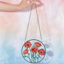 PLIGREAT Suncatchers Poppy Flowers Acrylic Glass Sun Catcher Summer Patio Garden Hanging Tree Ornaments for Bedroom Living Room Window Decoration Wall Art Decor Housewarming Memorial Gifts