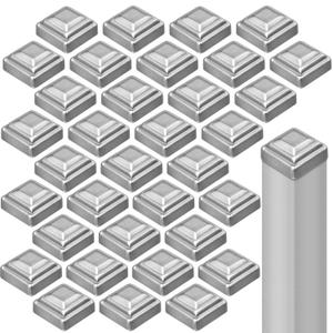 Shimeyao 50Pcs 2" x 2'' Sliver Pressed Steel Post Caps for Square Steel Posts Fence Caps Topper Pressure Fit Cover for Mailbox Metal Wood Plastic Iron Deck Railing