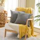 GAWAMAY Decorative Throw Pillow Covers 18x18 Inch Set of 2 for Living Room Couch Bed Sofa, Farmhouse Square Cushion Cover Soft Striped Corduroy Pillow Cases Boho Accent Home Decor (45x45cm) Grey