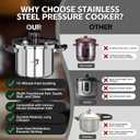 TIBORANG 8.5 QT Stainless Steel Pressure Cooker, [Multi-Cooker for Gas & Induction Stove] [Saves 70% Cooking Time] [One-Hand Operation], Family Size for 3-5 People