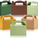 Skyygemm 24 Pcs Graduation Gable Gift Box Colorful Paper Candy Snack Goodie Cake Treat Boxes for Birthday Wedding Party Favors, 6 x 3.5 x 3.5 Inch(Jungle)
