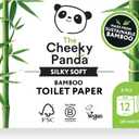 The Cheeky Panda Bamboo Toilet Paper Bulk | 12 Family Sized Rolls with 360 Soft Sheets Each (4320 Sheets) | Super Strong 3 Ply Biodegradable Toilet Paper