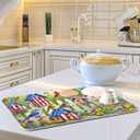 Birdhouses Flowers Garden Dish Drying Mats 16" x 18" Dish Drainer Rack Mat Microfiber Drying Pad Kitchen Countertop Mat