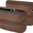 Universal Fit Premium Leather Car Seat Gap Filler Organizer, Center Console Organizer with Card Slots, Clever Gifts for Car SUV Truck Owners (Brown, 2 Pack)