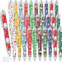 Yeaqee 48 Pcs Christmas Pens Christmas Retractable Ballpoint Pens Santa Claus Snowman Printing Pen 1.0 mm Black Gel Ink Pen for Xmas Winter Holiday Party Supplies