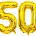 40 Inch Gold 50 Number Balloons Giant Jumbo Huge 50 Foil Mylar Helium Number Digital Balloons Gold Birthday Mylar Digital Balloons 50th Birthday Parth 50th Anniversary Events Party Decorations Pack of 5