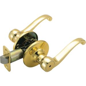 Design House Scroll Privacy Bedroom and Bathroom Door Lever, Polished Brass, 4.63 in x 1.88 in x 2.625 in, 783043