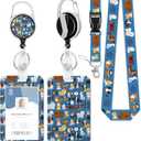 Cute Dog ID Badge Holder with Lanyard and Retractable Badge Reel Clip,Keychain Name Badge Clip for Teacher Women Student Nurse