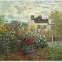 Canvas Wall Art - Claude Monet 'The Artist's Garden In Argenteuil' Wall Art for Living Room, Bedroom, or Office Dcor by Trademark Fine Art (32"L x 24"W)
