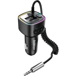 FM Transmitter Bluetooth 5.4, Car Adapter Fast Charger PD30W & QC3.0 18W, FM Radio Bluetooth Car Kits, Wireless Music Player HiFi Base Sound, Support Hands-Free Calling USB Drive