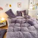 Faux Fur Kid Girls Purple Comforter Sets Twin/Full - 3PC Bed Set Warm Comfortable Soft Plush Flannel Velvet Fluffy Fuzzy BeddingComforter x 1 Pillowcases x 2