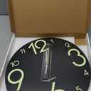 XFM Glow in The Dark Clock 16 Inch Modern Silent Non Ticking Luminous Wall Clocks Battery Operated Night Light Wooden Wall Clock for Living Room Kitchen Bedroom