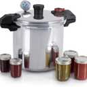 T-fal 22-Quart Aluminum Pressure Canner, 3 PSI Settings, Home Canning, Includes Racks & Canning Guide, Large Capacity, Pressure & Water Bath Canning for Vegetables, Meats, Seafood & Fruits, Silver