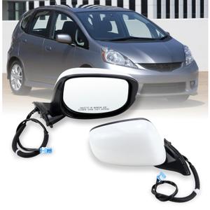 Right Passenger Side Mirror compatible with 2009 2010 2011 2012 2013 2014 Honda fit with Manual Folding power glass Non-Heated can be DIY Paintable Replace# 76208-TK6-305, 76208TK6305(3 Pins)