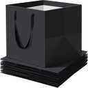 Tenceur 50 Pack Black Gift Bags with Handles 10 x 10 x 10 Inches Square Reusable Gift Paper Bag Wrap Black Shopping Containers for Present Wedding Birthday DIY Presents Doll Party Favor