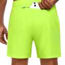 MIER Mens Running Shorts with 5 Inch Inseam, Quick Dry Athletic Shorts for Gym Workout Exercise Training, 3 Zipper Pockets (Green, XXL)