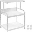 Fannova White Printer Stand with Storage, 3 Tier Printer Table with Height Adjustable Shelf, Rolling Printer Cart with Wheels for Home Office Organization