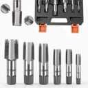 HORUSDY 6-Piece NPT Pipe Tap Set, Carbon Steel Threading Tool Kit for Pipe Taper Threads, Sizes 1/8", 1/4", 3/8", 1/2", 3/4" & 1", Durable Plumbing Tap Set with Storage Case