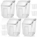 Umigy 4 Pack Rice Storage Container With Wheels Plastic Airtight Lid Flour Container Bin for Dog Pet Cereal Grain Dry Food, 15 Liter / 30 lbs (White)