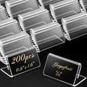200 Pieces Mini Acrylic Sign Display Holder - Clear Plastic L Shape Price Name Label Stands - Clear Tag Holder for Counter Storage Bins, Retail Shop Store Display (4 x 2 cm)