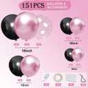 Metallic Pink Black Balloons Arch Kit, 151Pcs Black Chrome Pink and Bobo Balloons Garland 18 12 10 5 inch for Birthday Wedding Bachelorette Anniversary Halloween Christmas Party Decorations