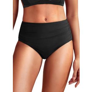 Daci Mid Rise Bikini Bottoms for Women - 2025 Full Coverage Bathing Suit Bottom Tummy Control Swimsuit Bottom (Small, Black)