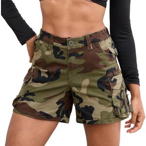 Cargo Shorts for Women High Wasited Stretchy Casual (12, Camo)