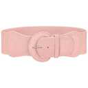 JASGOOD Women Wide Stretchy Waist Belt for Dress Vintage Suede Elastic Belt with Chunky Buckle,Pink
