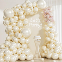118Pcs Pearl Balloon Garland Arch Kit - Wedding Party Decorations with Pearl White Sand Double Stuffed Pearl Ivory Balloons for Engagement Bridal Shower Birthday Baby Shower Party Decorations