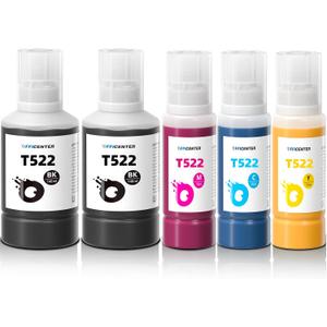T522 522 Ink Refill Bottles for Ecotank ET-2760 ET-4760 ET-2750 ET-2720 ET-3760 ET-2850 ET-15000 ET-2800 ET-4700 ST-4000 ST-2000 ET-3710 ET4810 ET-3850 ET-3750 ET-2803 Printer (2BK C M Y)
