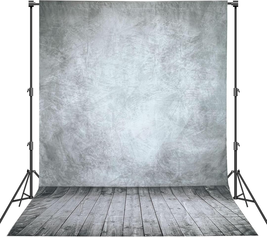 Professional Abstract Portrait Photography Backdrop,Wall with Wood Floor Backdrop for Kids Photography Baby Newborn Cake Smash Photo Shoots Hypoallergenic Fabric Photography Props(Grey-8x12ft)
