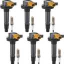6pcs UF646 Ignition Coil Packs and Spark Plugs Compatible with Ecoboost 2011-2020 Ford F-150 Expedition Explorer Flex Taurus Transit, Lincoln MKS MKT Navigator, 3.5L V6, Replaces DG549