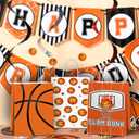 JOYGATHER 24 Pcs Basketball Party Favors Bags with Handles, Basketball Goodie Gift Candy Treat Snack Bags with 3 Different Types for Birthday Party Supplies