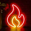 Flame Neon Sign, Flame Led Light Sign for Wall Decor, Hanging Flames Shaped Light, USB or Battery Powered Fire Neon Sign for Kids Boys Room, Party, Bar, Birthday Decorations Red + Yellow